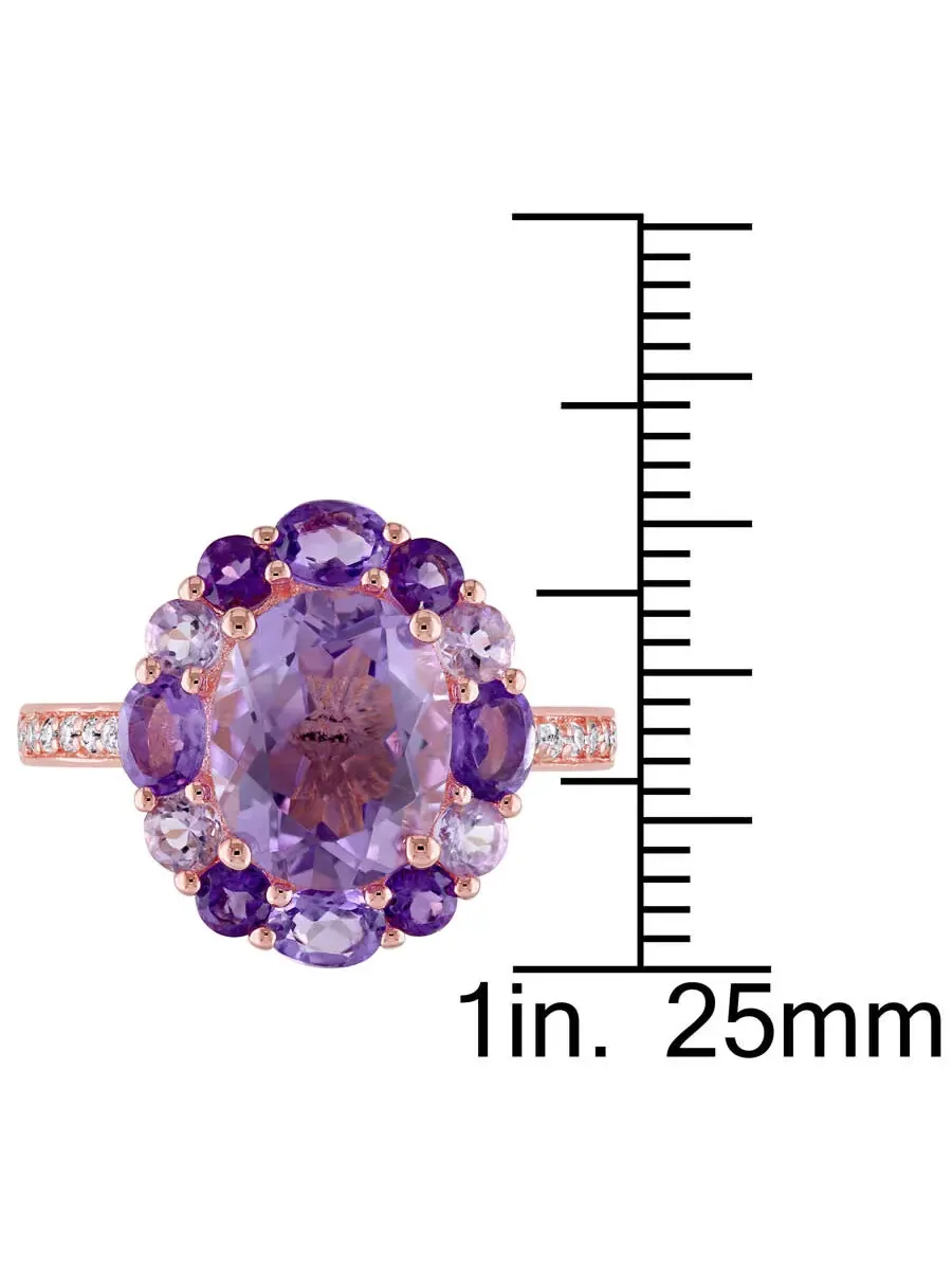 Кольцо Amour 3 3/4 CT TGW с аметистом из Бразилии, белым топазом, аметистом из Африки, аметистом и — изображение 3 из 4