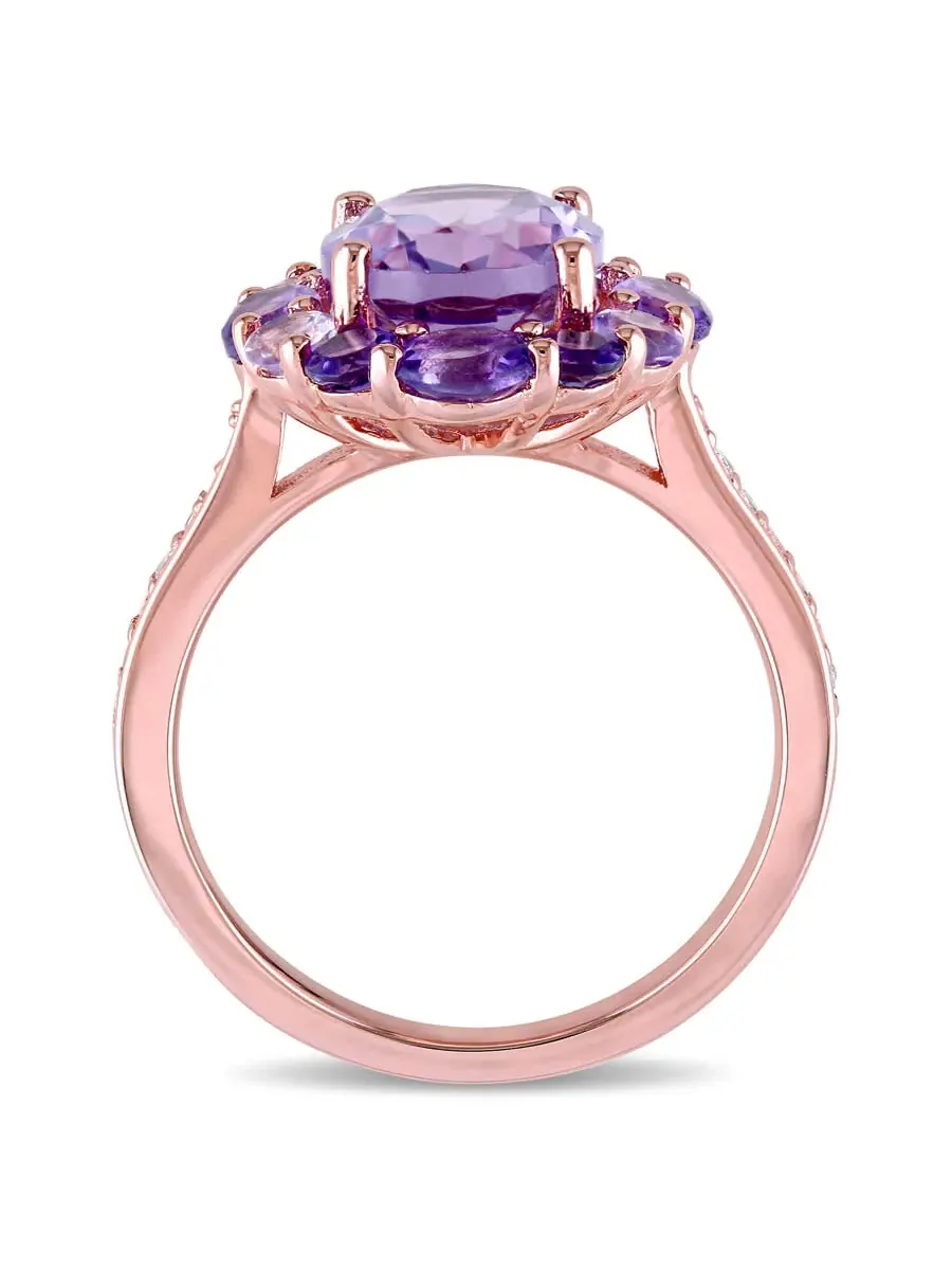 Кольцо Amour 3 3/4 CT TGW с аметистом из Бразилии, белым топазом, аметистом из Африки, аметистом и — изображение 4 из 4