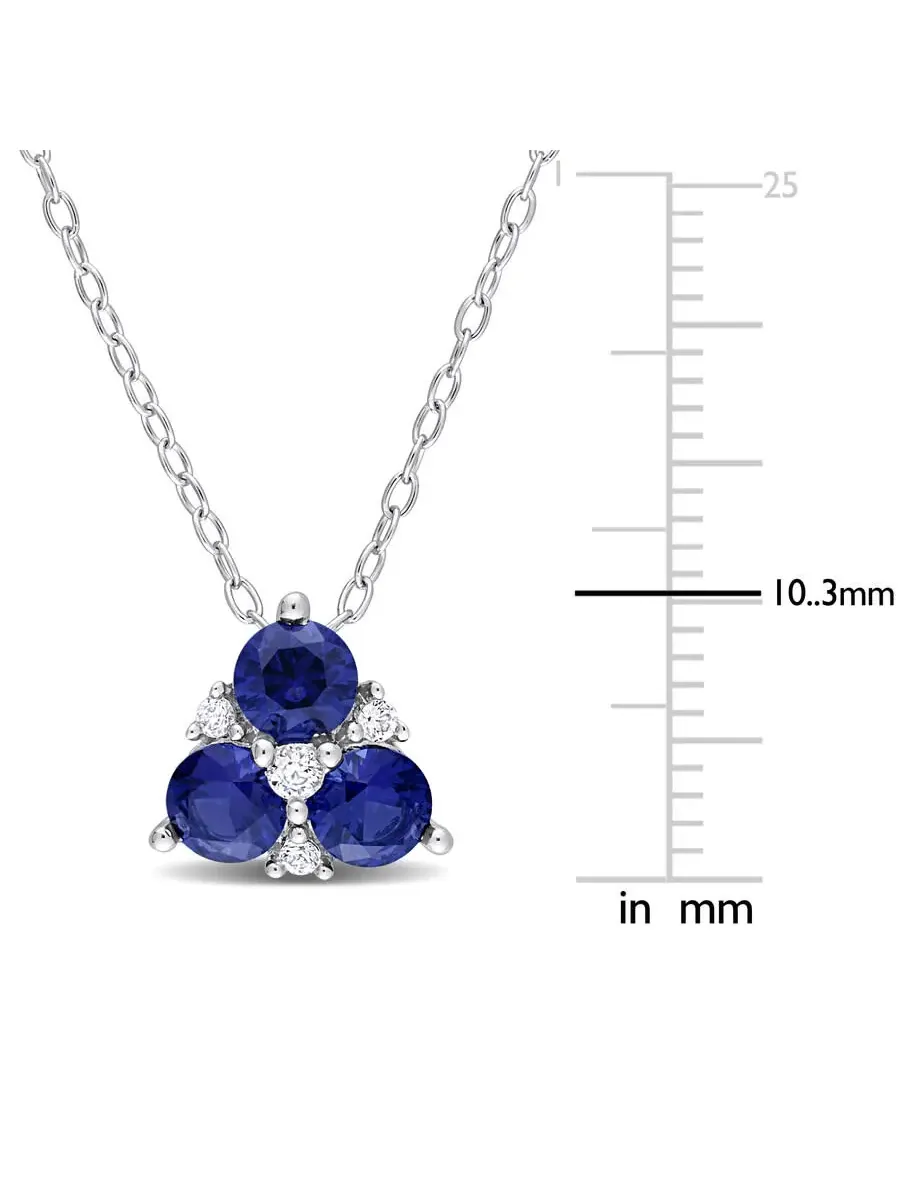 Подвеска AMOUR 1 1/2 CT TGW с искусственными синими и белыми сапфирами, в комплекте с цепочкой из — изображение 2 из 4