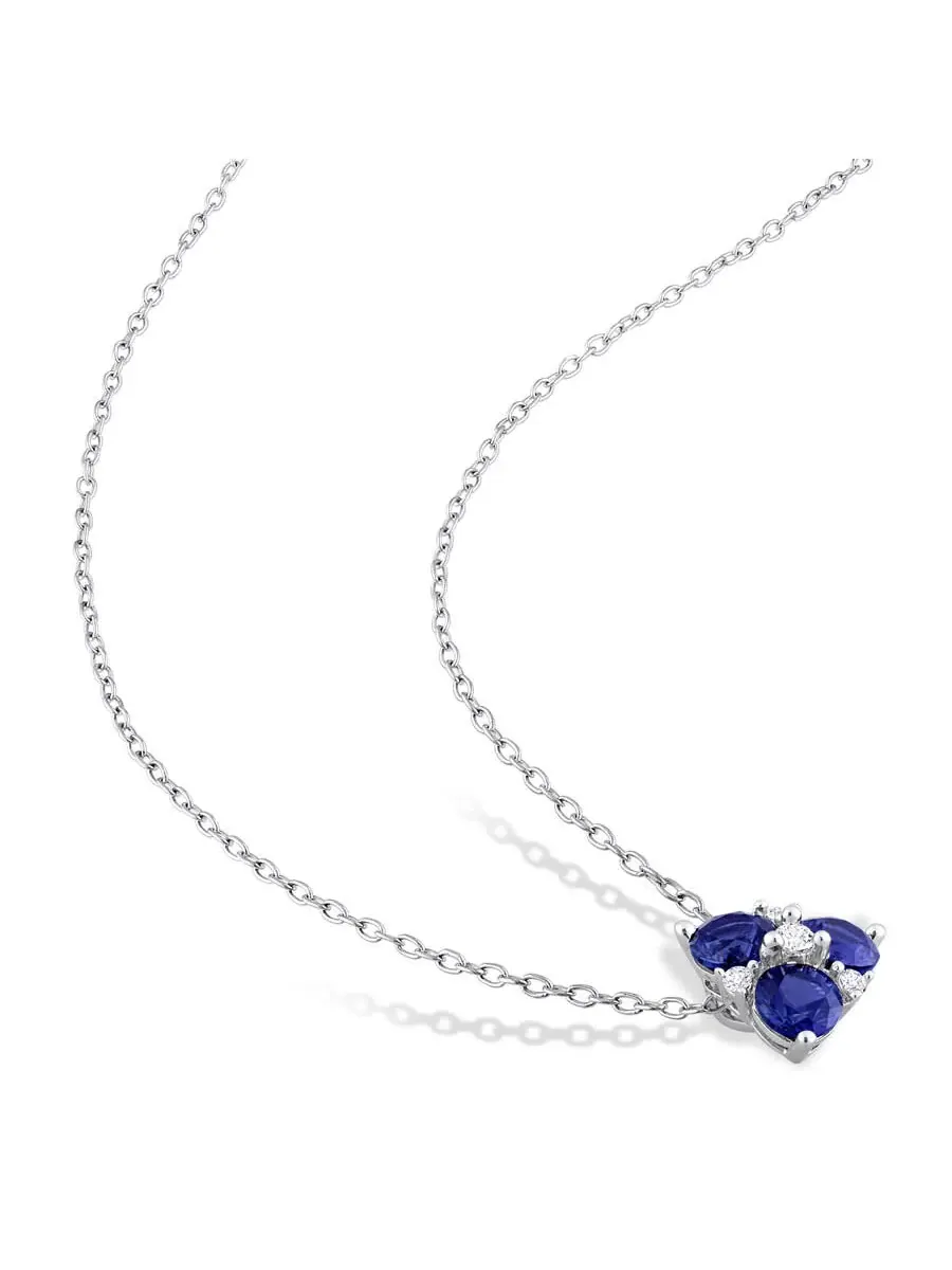Подвеска AMOUR 1 1/2 CT TGW с искусственными синими и белыми сапфирами, в комплекте с цепочкой из — изображение 3 из 4