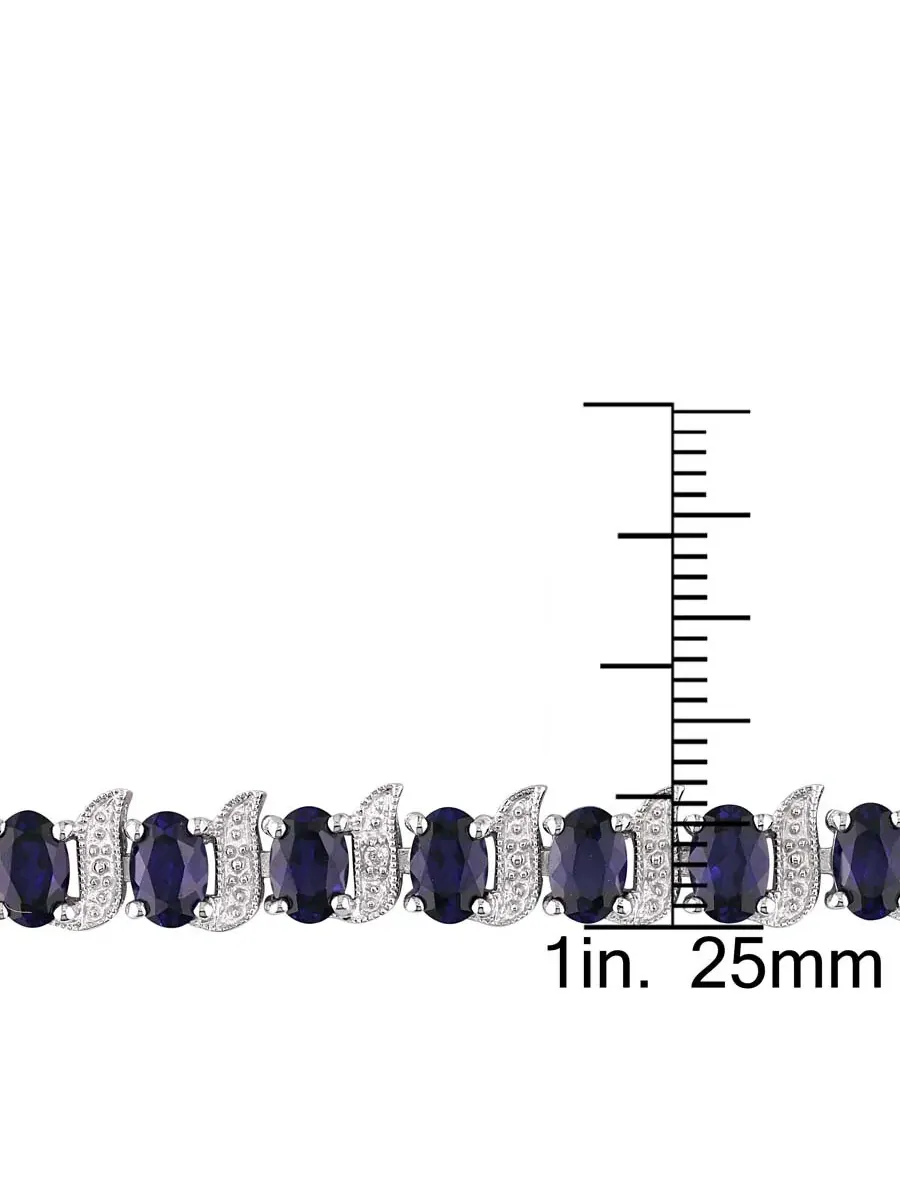 БРАСЛЕТ AMOUR 13 1/5 CT TGW с созданным синим сапфиром и бриллиантами, S-образное звено — изображение 3 из 4