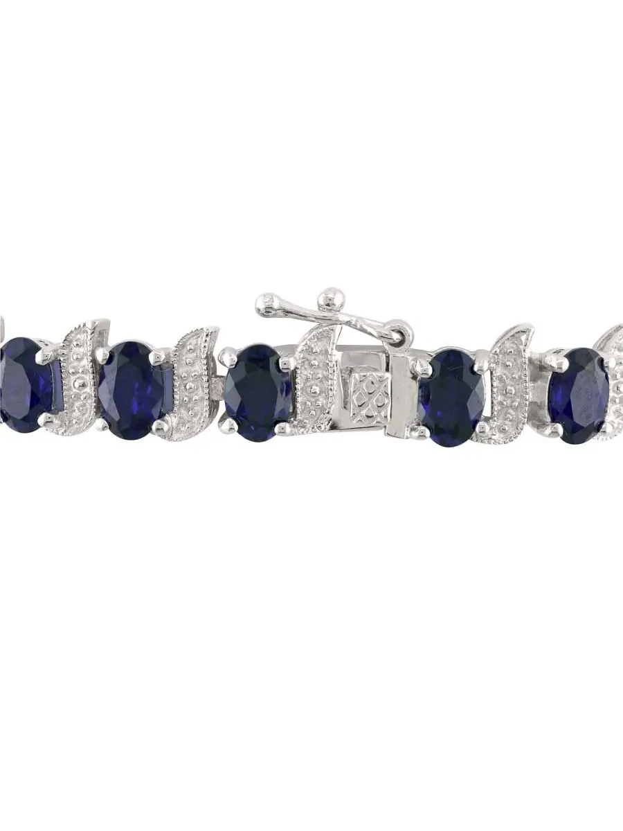 БРАСЛЕТ AMOUR 13 1/5 CT TGW с созданным синим сапфиром и бриллиантами, S-образное звено — изображение 4 из 4