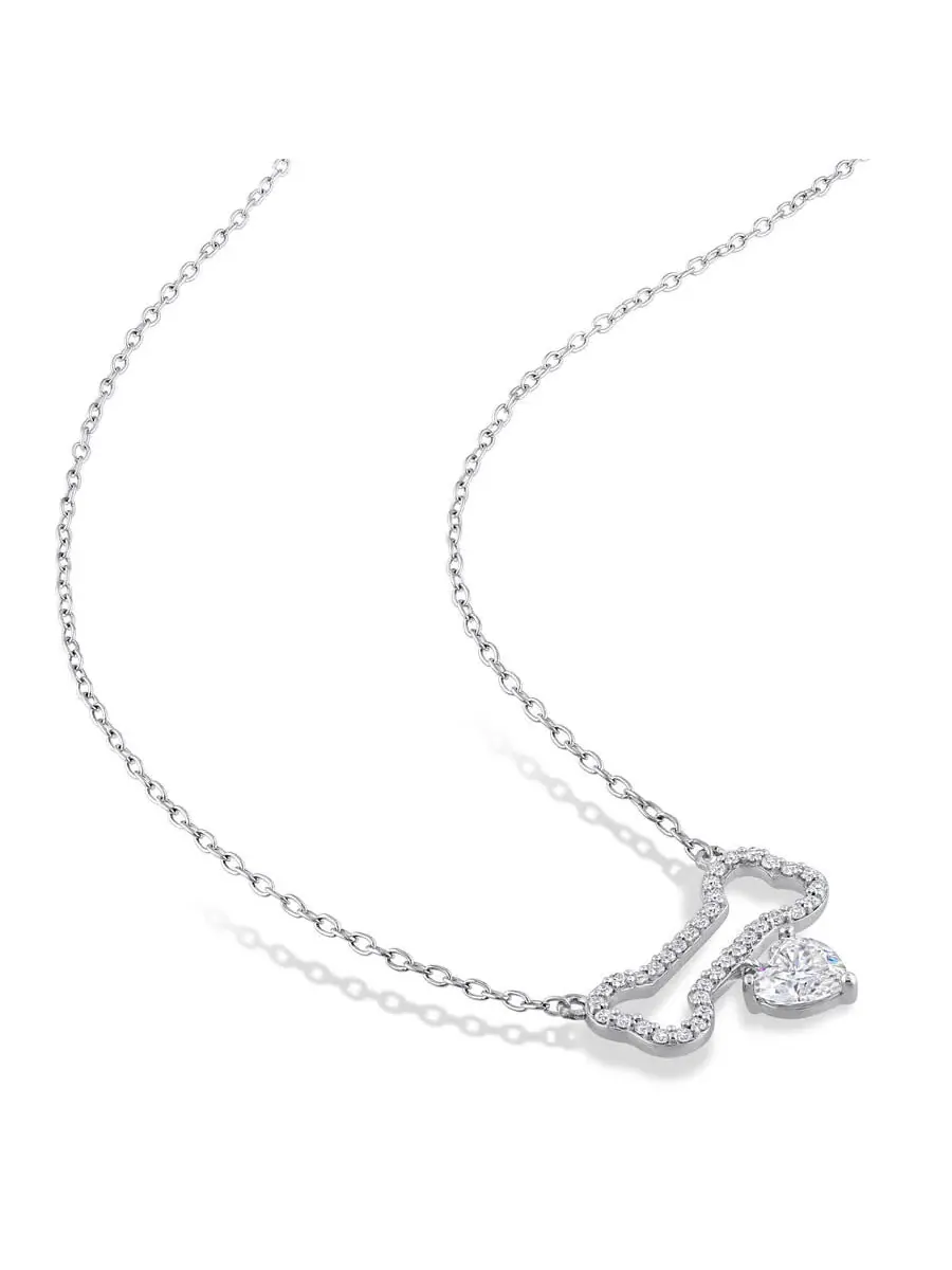 AMOUR 3/4 CT DEW Кулон в виде собачьей косточки с искусственным муассанитом и подвеской в виде — изображение 2 из 3