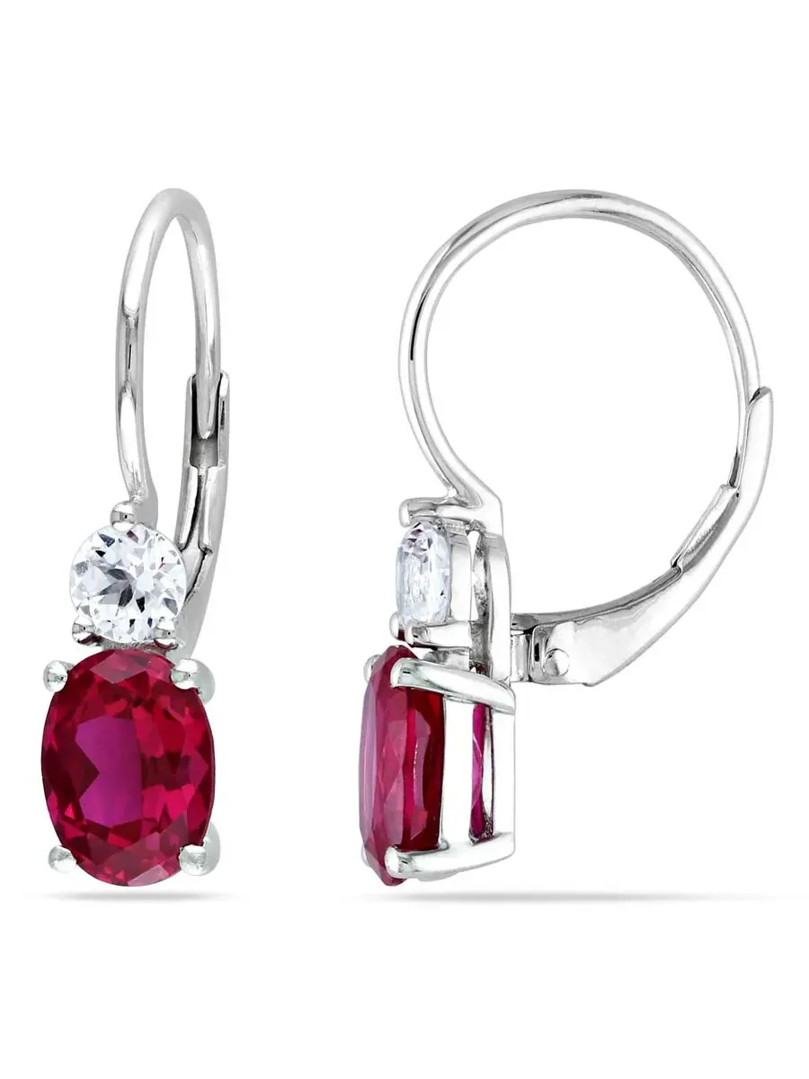 Серьги с застежкой-рычажком AMOUR 4 5/8 кт общий вес камней, выполненные из искусственного рубина и — изображение 1 из 1