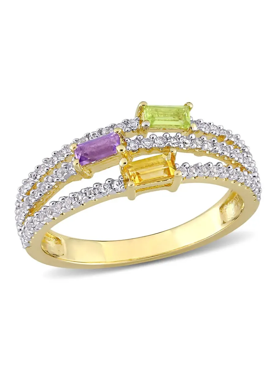 Кольцо Amour 5/8 CT TGW с цитрином, перидотом, аметистом и белым топазом, в оправе из стерлингового — изображение 1 из 6