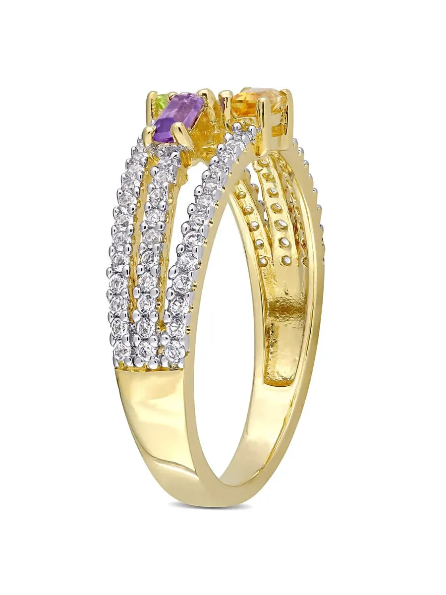 Кольцо Amour 5/8 CT TGW с цитрином, перидотом, аметистом и белым топазом, в оправе из стерлингового — изображение 2 из 6