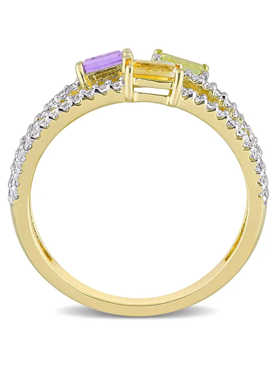 Кольцо Amour 5/8 CT TGW с цитрином, перидотом, аметистом и белым топазом, в оправе из стерлингового — изображение 4 из 6
