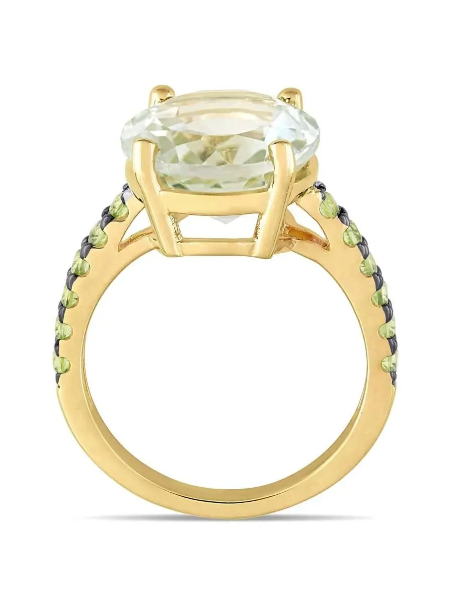 Кольцо модное Amour 8 CT TGW с зеленым аметистом и перидотом — изображение 3 из 5, оттенок черный