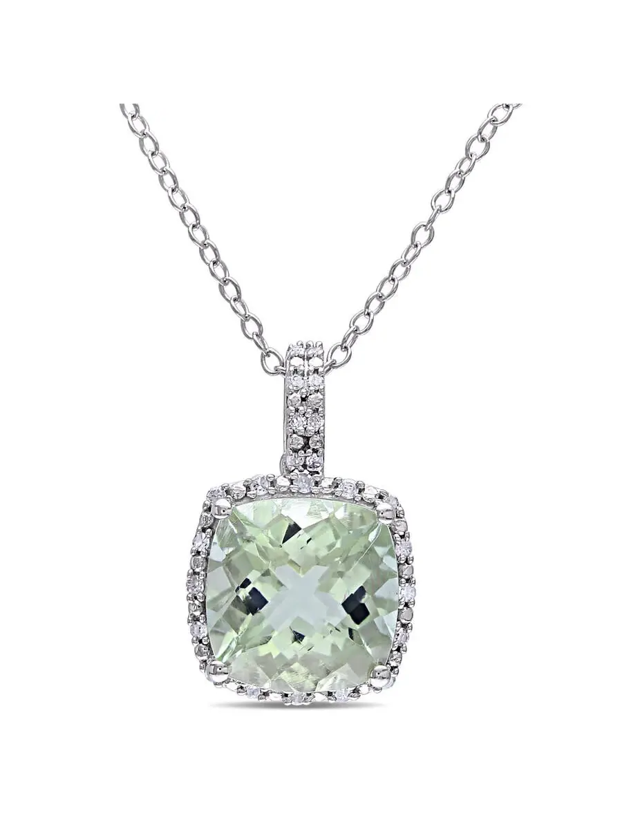 Подвеска AMOUR 4CT TGW с зеленым кварцем огранки кушон и овалом с 1/10CT TDW бриллианта в — изображение 1 из 4