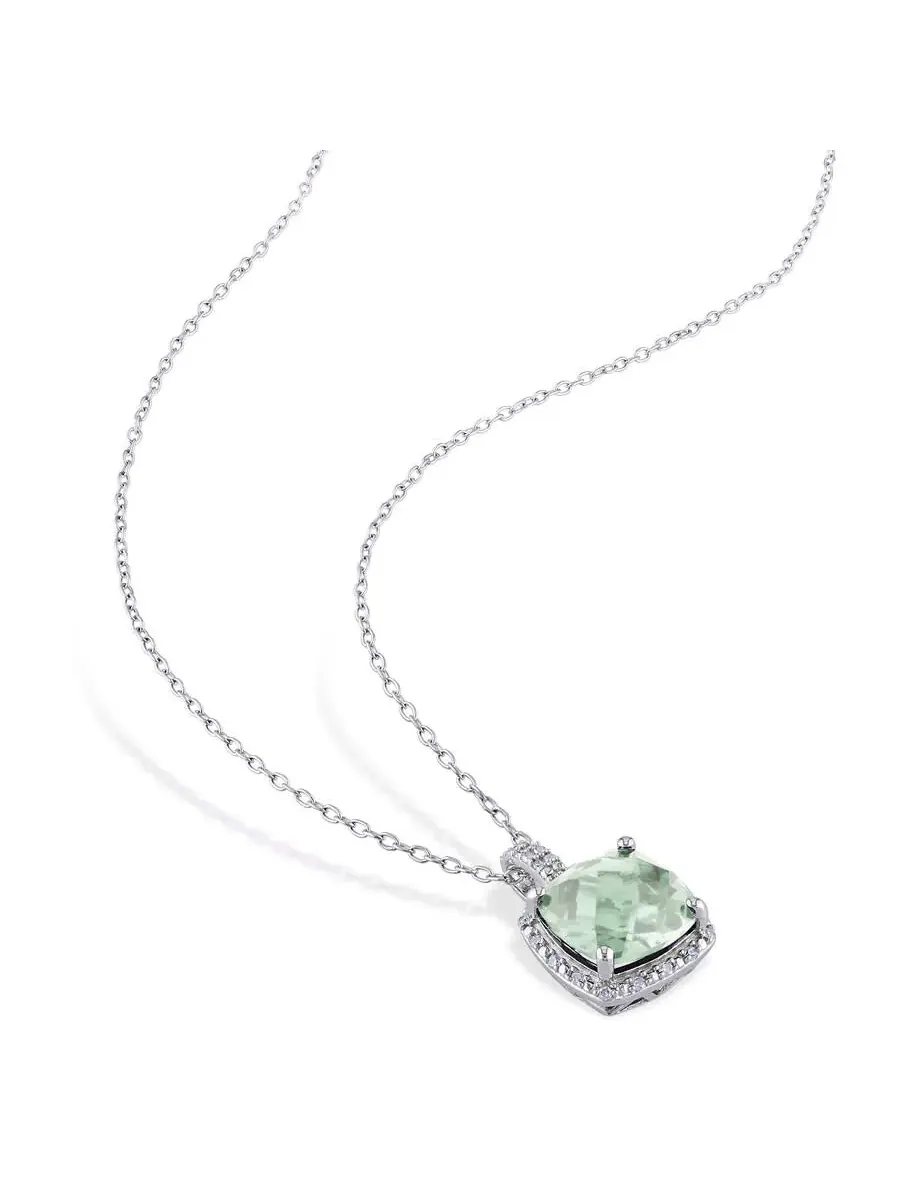 Подвеска AMOUR 4CT TGW с зеленым кварцем огранки кушон и овалом с 1/10CT TDW бриллианта в — изображение 2 из 4