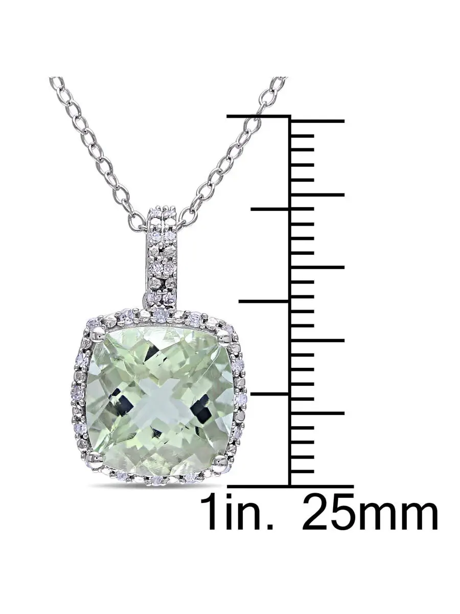 Подвеска AMOUR 4CT TGW с зеленым кварцем огранки кушон и овалом с 1/10CT TDW бриллианта в — изображение 3 из 4