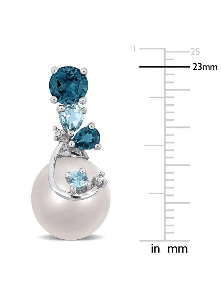 Серьги с пресноводными культивированными жемчужинами AMOUR 9-10 мм 2 CT TGW, лондонским и — изображение 2 из 4, оттенок белый