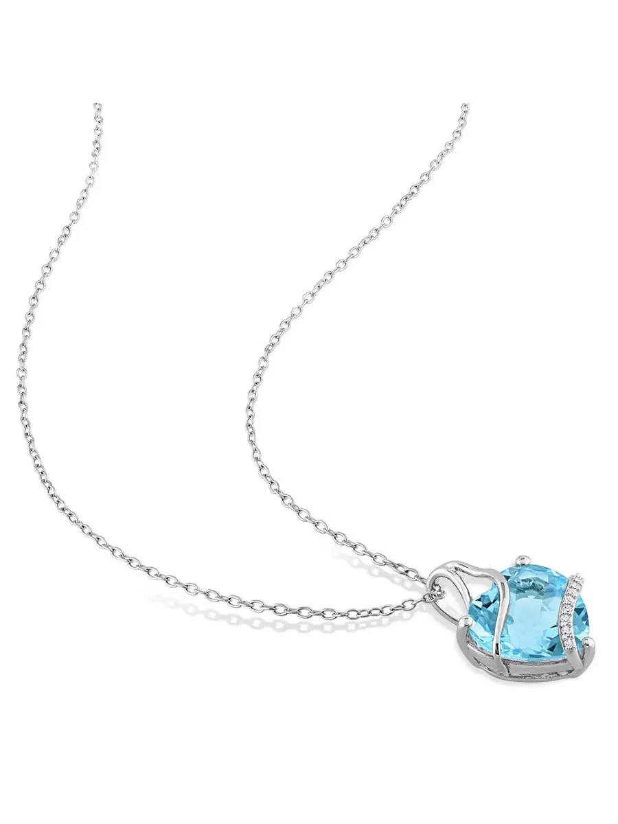 Подвеска-сердце AMOUR 9 карат TGW с голубым топазом Sky Blue и бриллиантами на цепочке из серебра — изображение 3 из 5