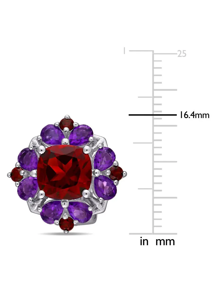 AMOUR 8 7/8 CT TGW Серьги-кватрефоль с гранатом и африканским аметистом из серебра стерлингового — изображение 2 из 3