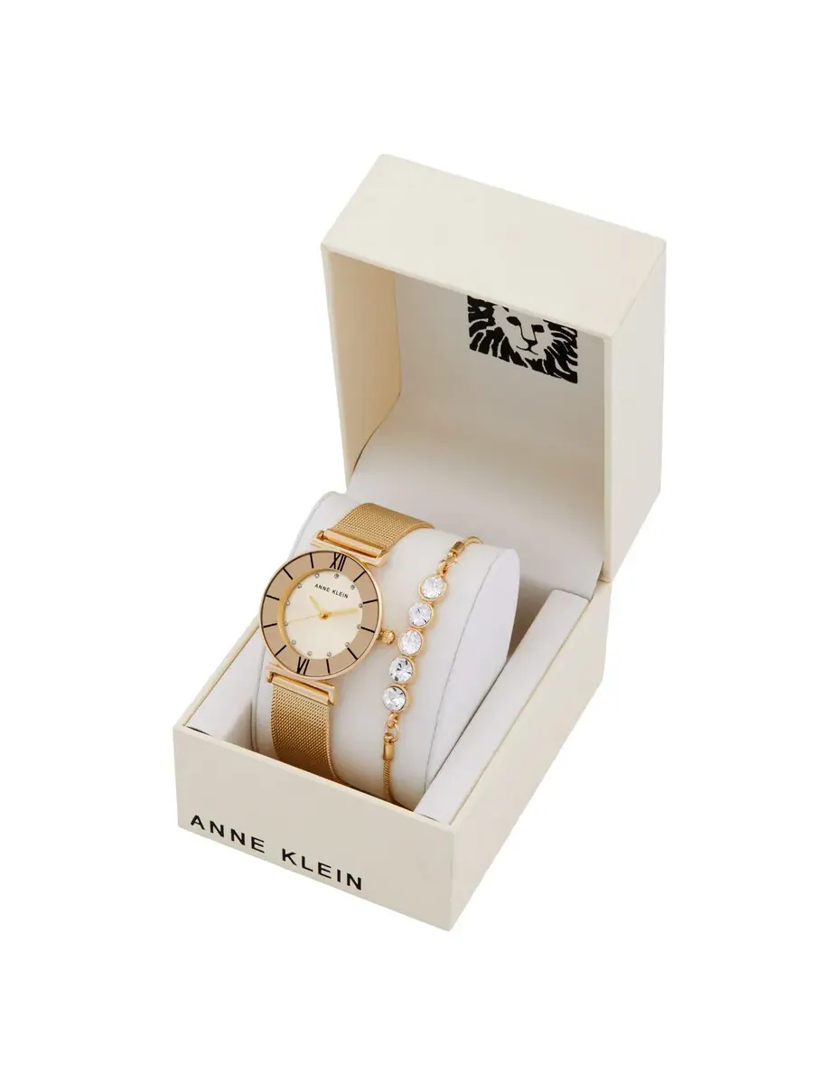 Женские кварцевые часы Anne Klein с золотым циферблатом и браслетом AK-3780CHGBST — изображение 4 из 4, оттенок золотистый
