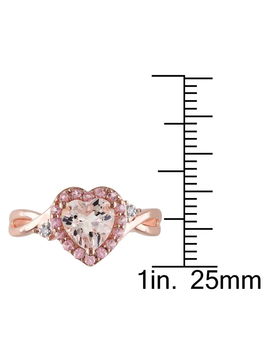 Кольцо Amour Pink Silver с бриллиантом 0,01 карат общего веса и 1 1/3 карат розового морганита и — изображение 3 из 4