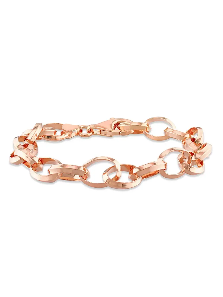 Браслет AMOUR Rolo Chain из серебра с розовым покрытием, 7,5 дюймов