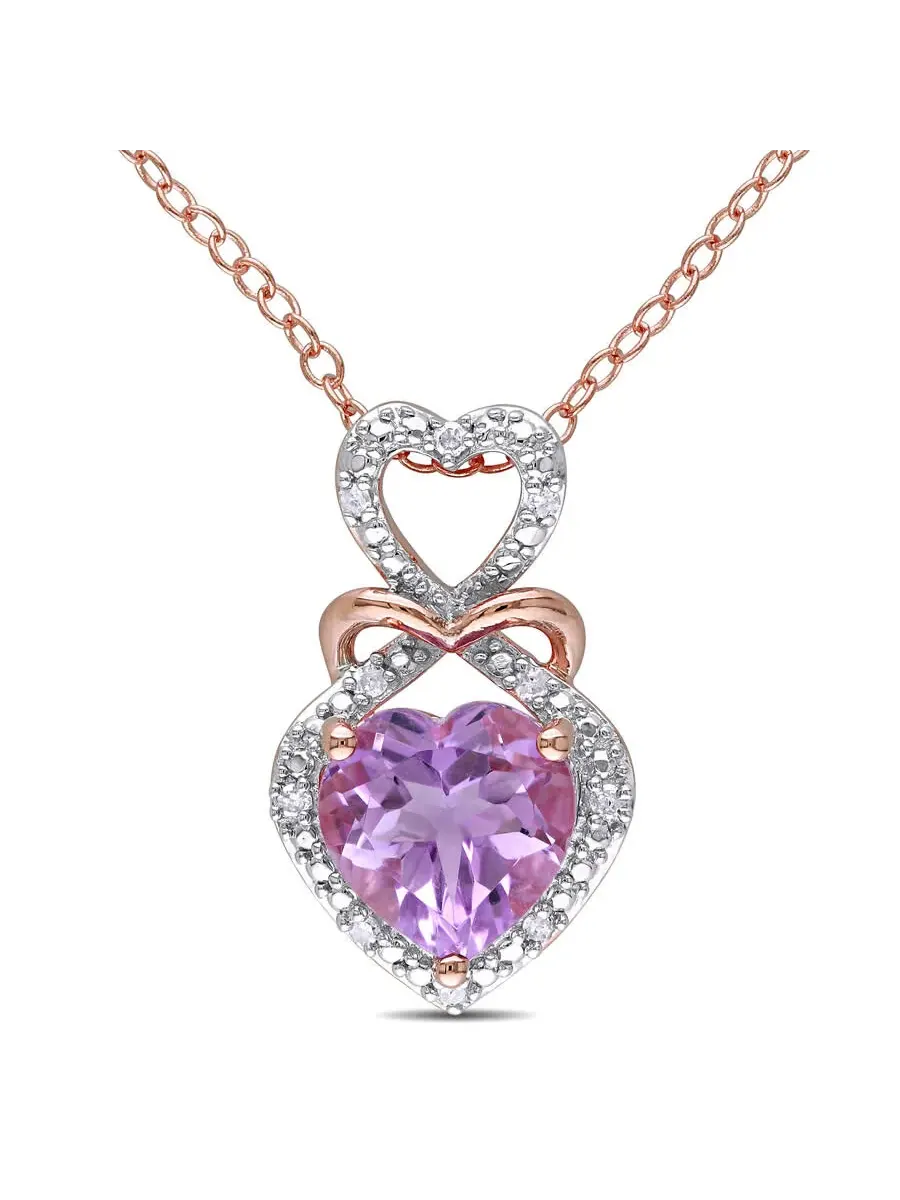 Подвеска AMOUR Diamond and Rose De France Triple Heart Halo с цепочкой из двухцветного серебра 925