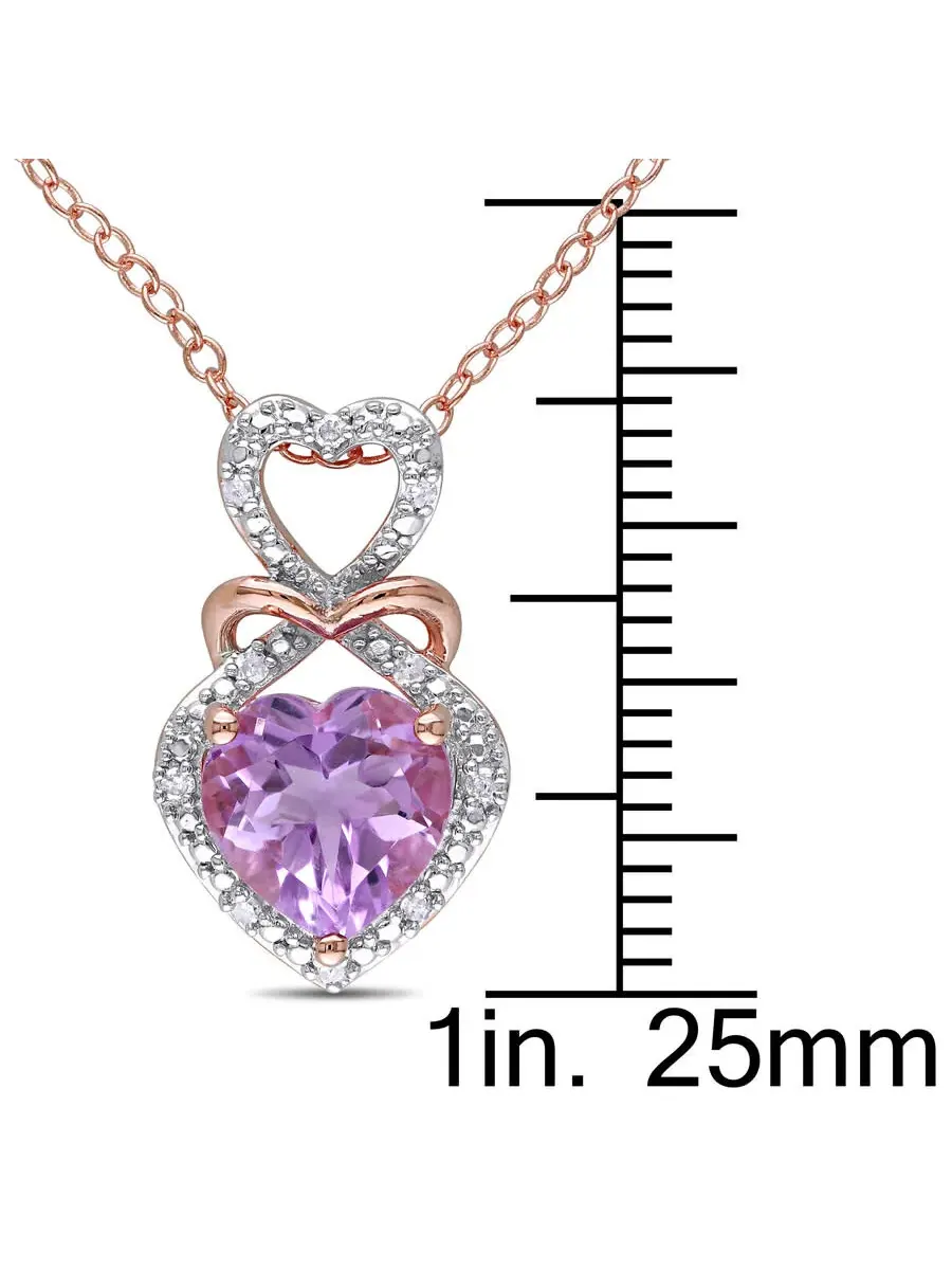 Подвеска AMOUR Diamond and Rose De France Triple Heart Halo с цепочкой из двухцветного серебра 925 — изображение 4 из 5