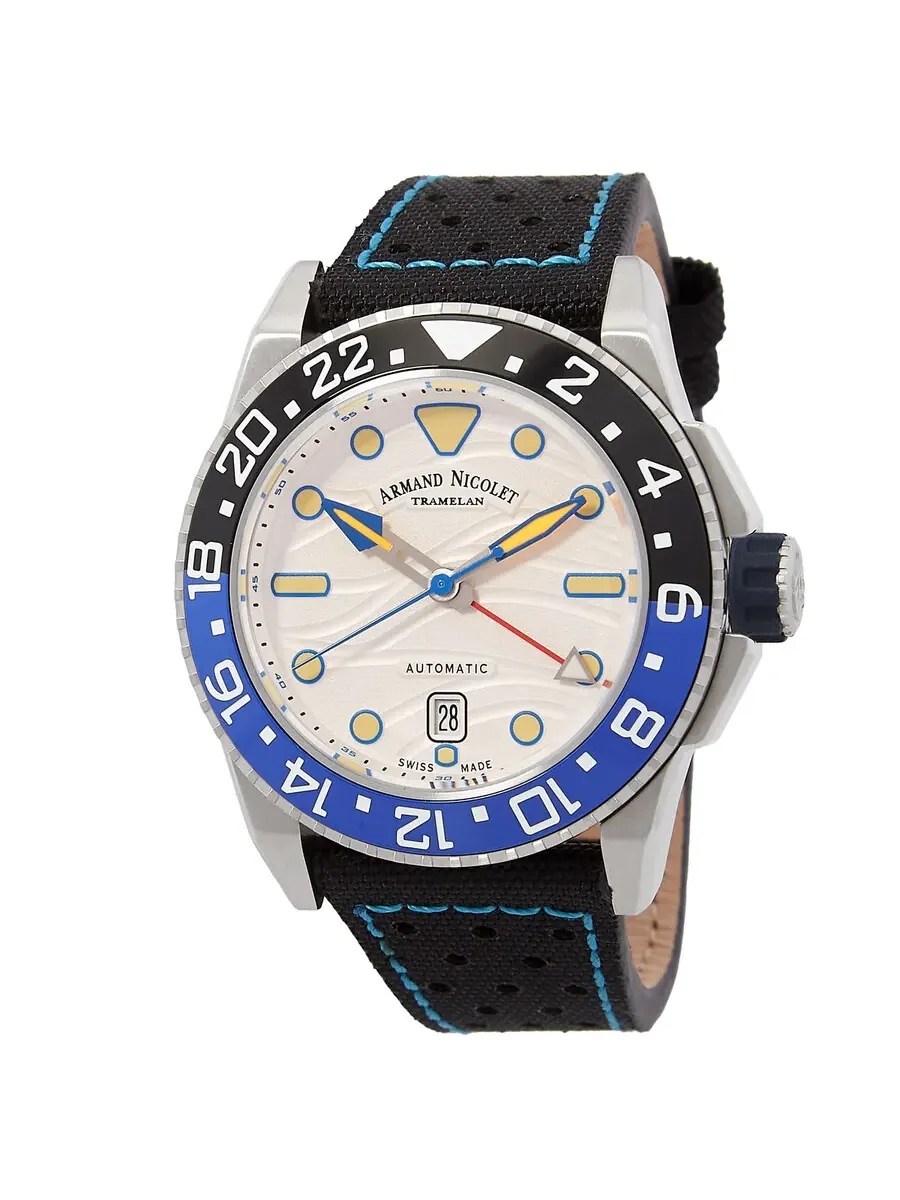 Мужские часы Armand Nicolet JSH Automatic с серебристым циферблатом и безелем «Бэтмен» — изображение 1 из 3