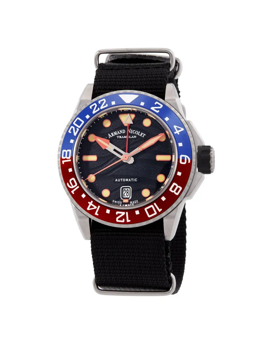Мужские часы Armand Nicolet JSH GMT с автоматическим механизмом — изображение 1 из 3, оттенок синий оранжевый