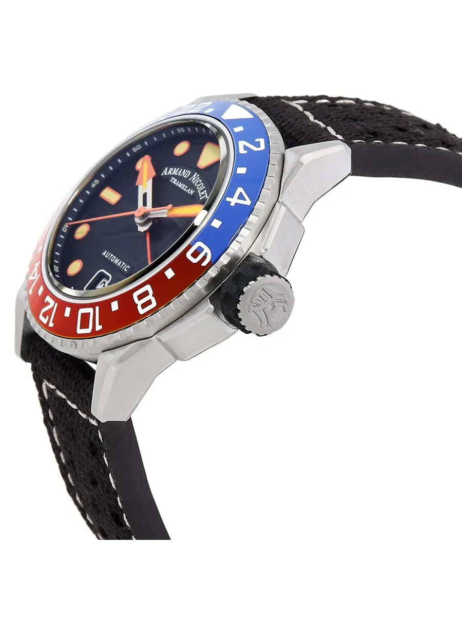 Мужские часы Armand Nicolet JSH GMT с автоматическим механизмом и черным циферблатом — изображение 2 из 3