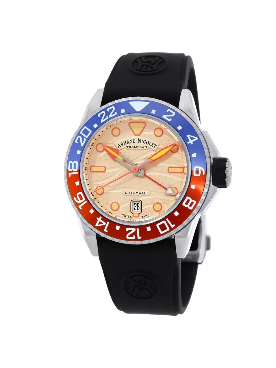 Мужские часы Armand Nicolet JSH GMT Automatic A487RGN-KO-GG2710N — изображение 1 из 3, оттенок синий оранжевый