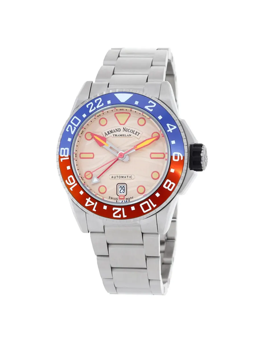 Мужские часы Armand Nicolet JSH GMT Automatic A487RGN-KO-MA2481AA — изображение 1 из 3, оттенок синий оранжевый