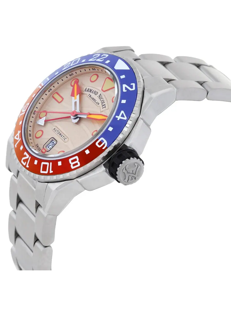 Мужские часы Armand Nicolet JSH GMT Automatic A487RGN-KO-MA2481AA — изображение 2 из 3, оттенок синий оранжевый