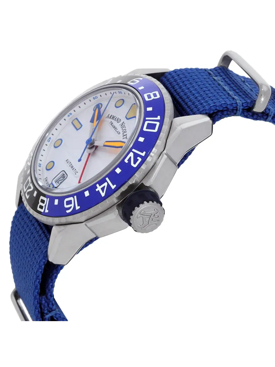 Мужские часы Armand Nicolet JSH GMT автоматические, серебристый циферблат, безель Бэтмен — изображение 2 из 3