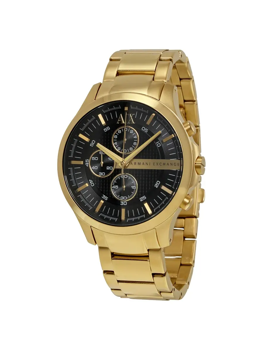 Часы Armani Exchange AX2137 с черным циферблатом, хронографом и золотым покрытием, унисекс — изображение 1 из 4