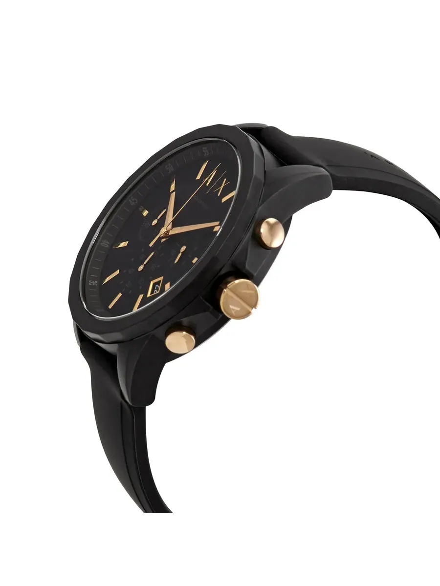 Мужские часы Armani Exchange Chronograph Quartz с черным циферблатом и подарочный набор с багажной — изображение 2 из 6