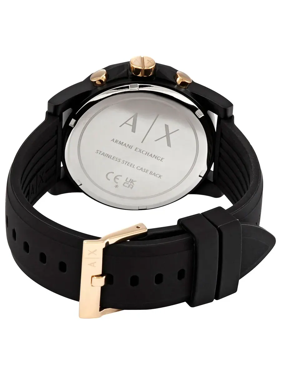 Мужские часы Armani Exchange Chronograph Quartz с черным циферблатом и подарочный набор с багажной — изображение 3 из 6