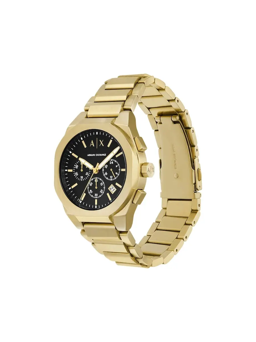 Часы Armani Exchange Chronograph с кварцевым механизмом и черным циферблатом AX4180 — изображение 2 из 4, оттенок золотистый