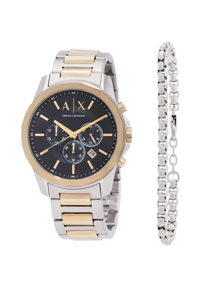 Мужские часы Armani Exchange Banks Chronograph с кварцевым механизмом, черным циферблатом AX7148SET — изображение 1 из 4