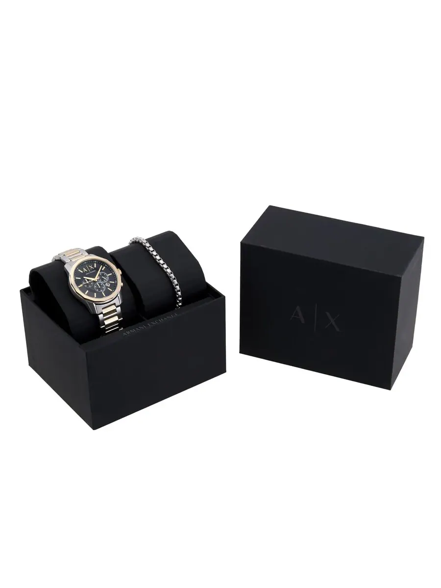 Мужские часы Armani Exchange Banks Chronograph с кварцевым механизмом, черным циферблатом AX7148SET — изображение 4 из 4