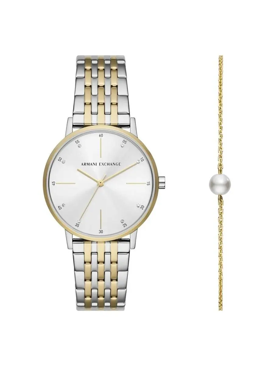 Женские часы и браслет Armani Exchange Lola с кварцевым серебристым циферблатом AX7156SET — изображение 1 из 1