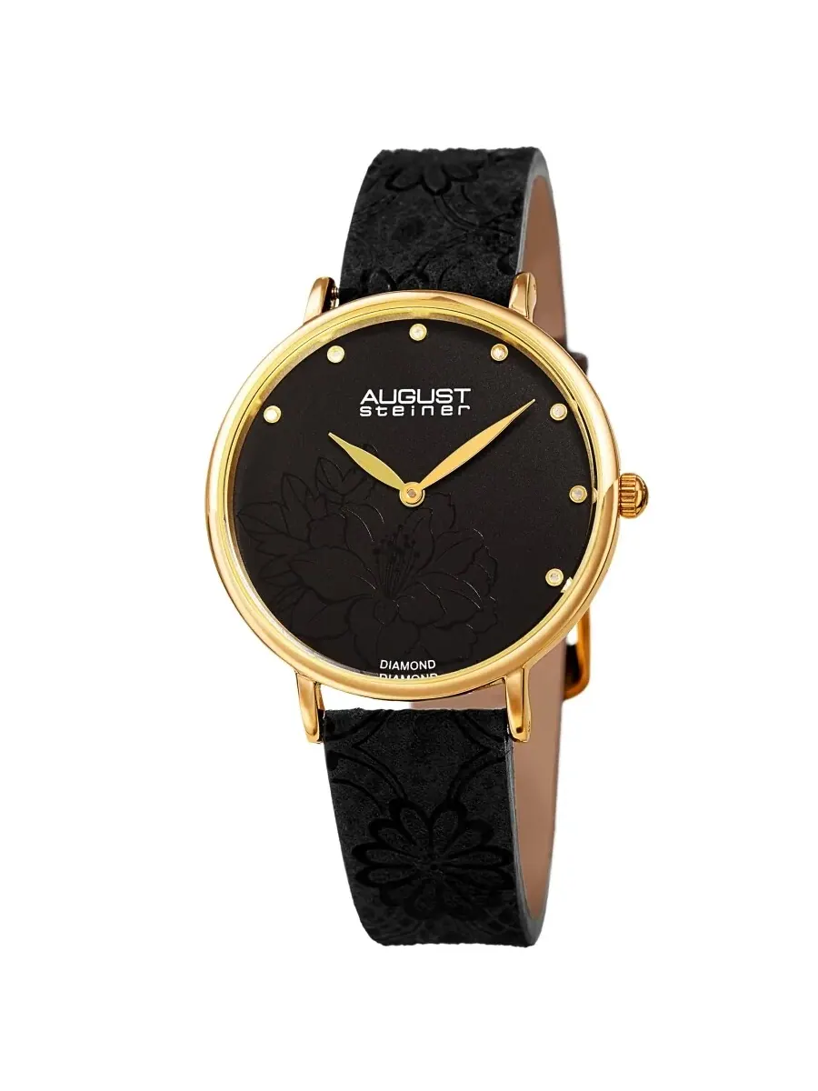 Женские часы August Steiner Quartz с черным циферблатом и бриллиантом AS8242BK