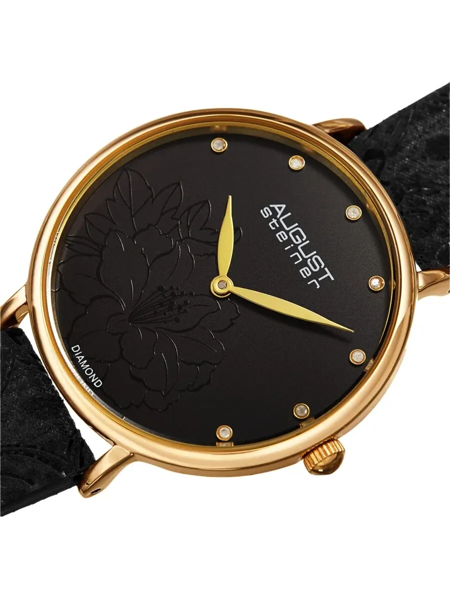 Женские часы August Steiner Quartz с черным циферблатом и бриллиантом AS8242BK — изображение 2 из 4, оттенок золотистый