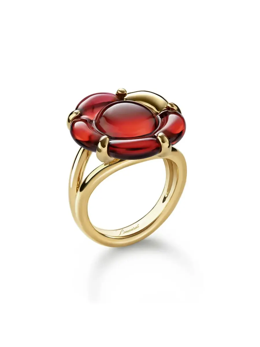 Кольцо Baccarat 'B Flower' с красным кристаллом, размер 5, 2807657 — изображение 1 из 1, оттенок золотистый
