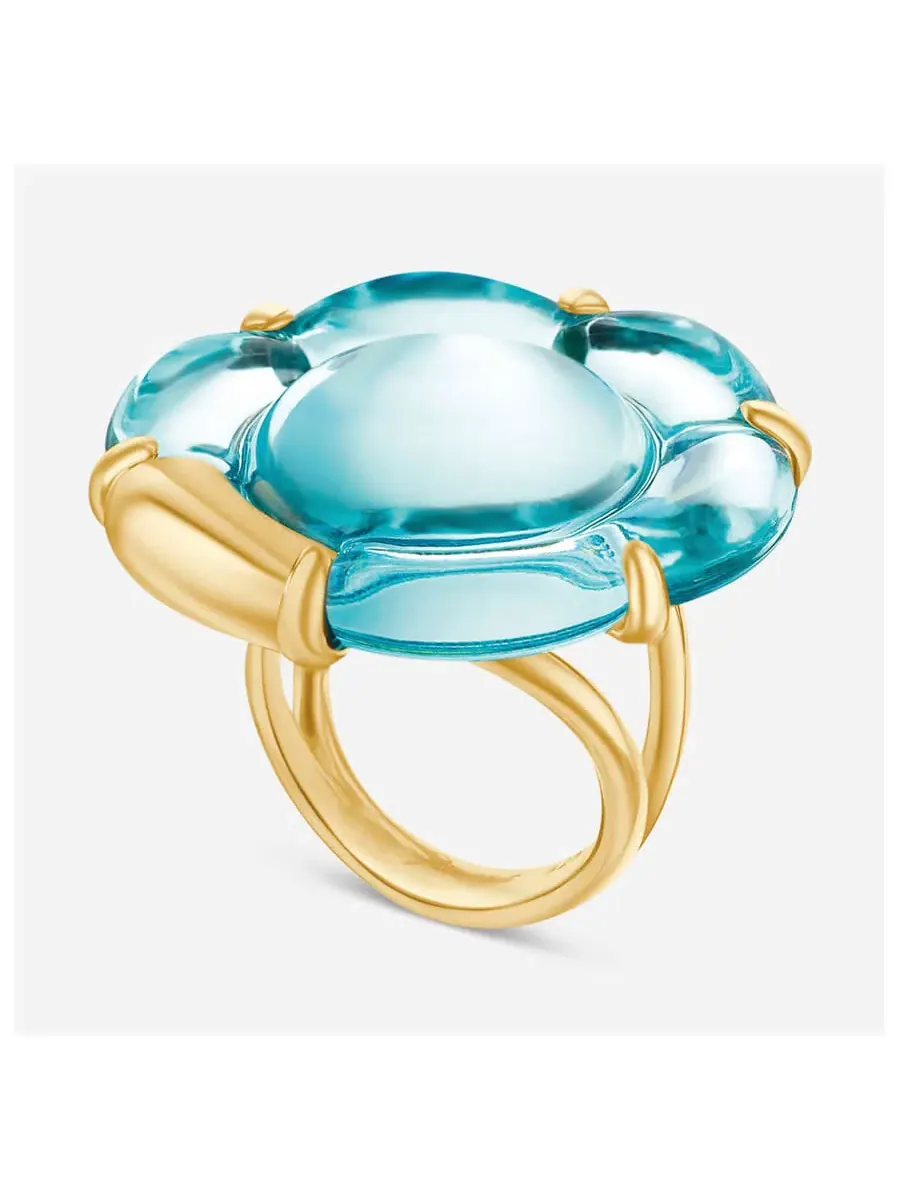 Женское кольцо Baccarat B Flower с позолотой и бирюзовым кристаллом 2806980 — изображение 1 из 1, оттенок золотистый