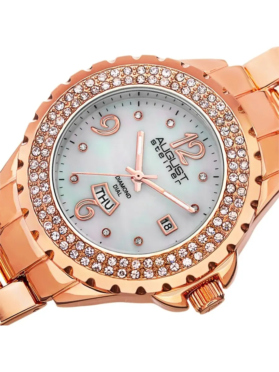 Женские часы August Steiner Quartz с белым циферблатом и бриллиантом AS8156RG — изображение 2 из 4