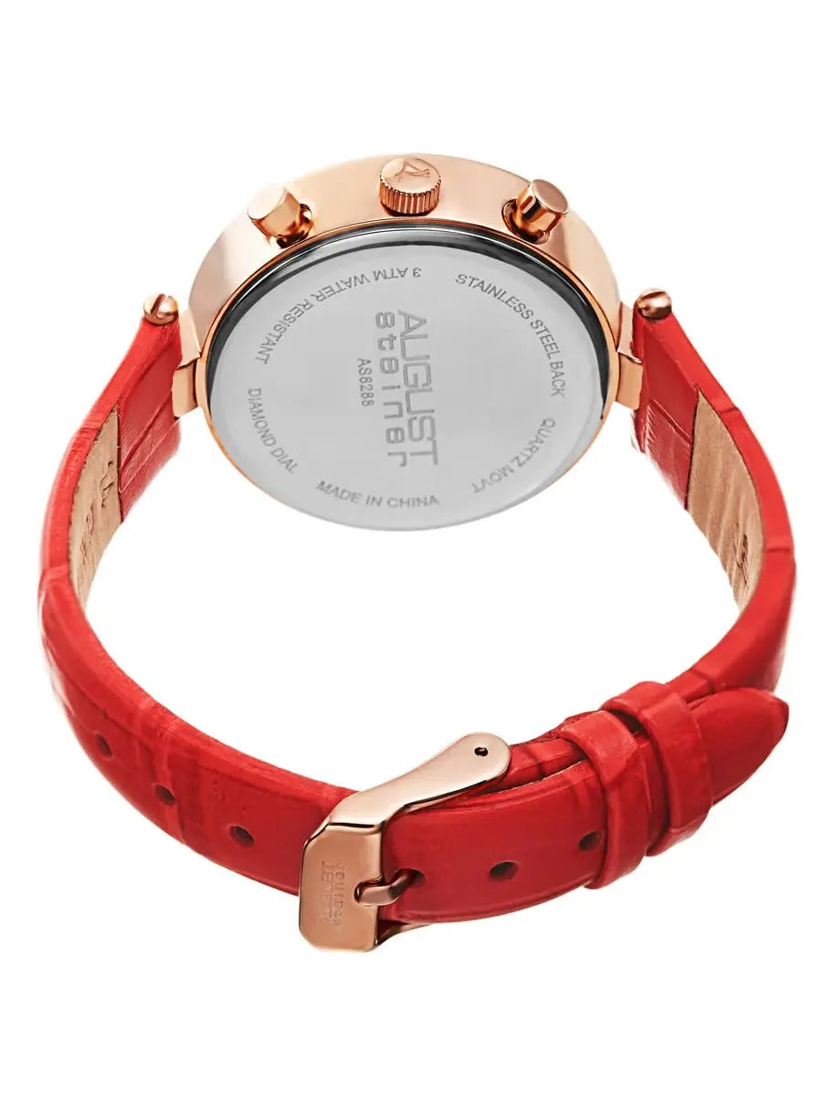 Женские часы August Steiner Quartz с красным циферблатом и бриллиантом AS8288RD — изображение 4 из 4