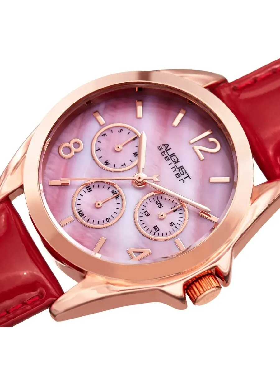 Женские часы August Steiner Quartz с красным циферблатом AS8191RD — изображение 2 из 4, оттенок розовый золотистый