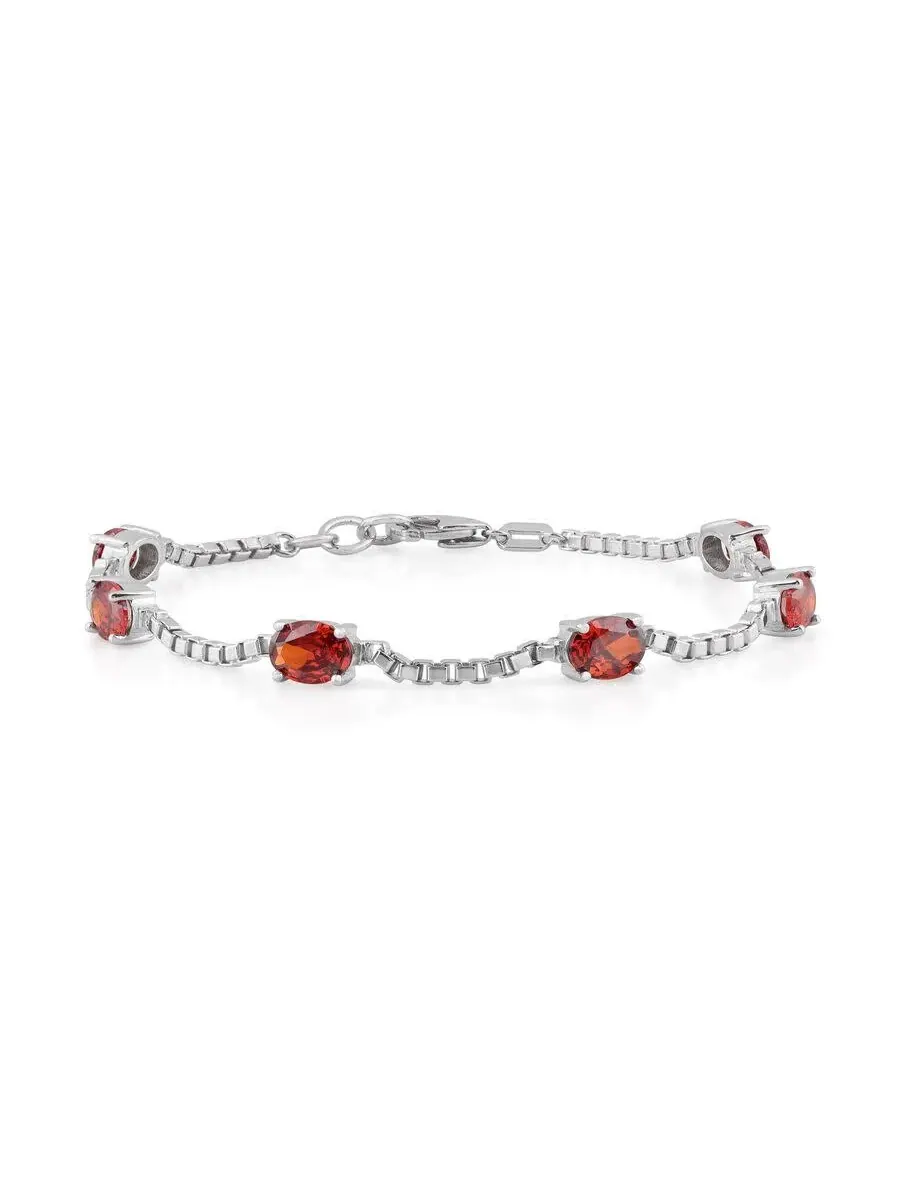 Браслет Belacqua Garnet для января из стерлингового серебра, овальная огранка 5*7 мм, длина 7,5 — изображение 1 из 4