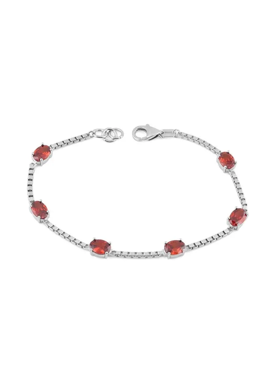 Браслет Belacqua Garnet для января из стерлингового серебра, овальная огранка 5*7 мм, длина 7,5 — изображение 2 из 4