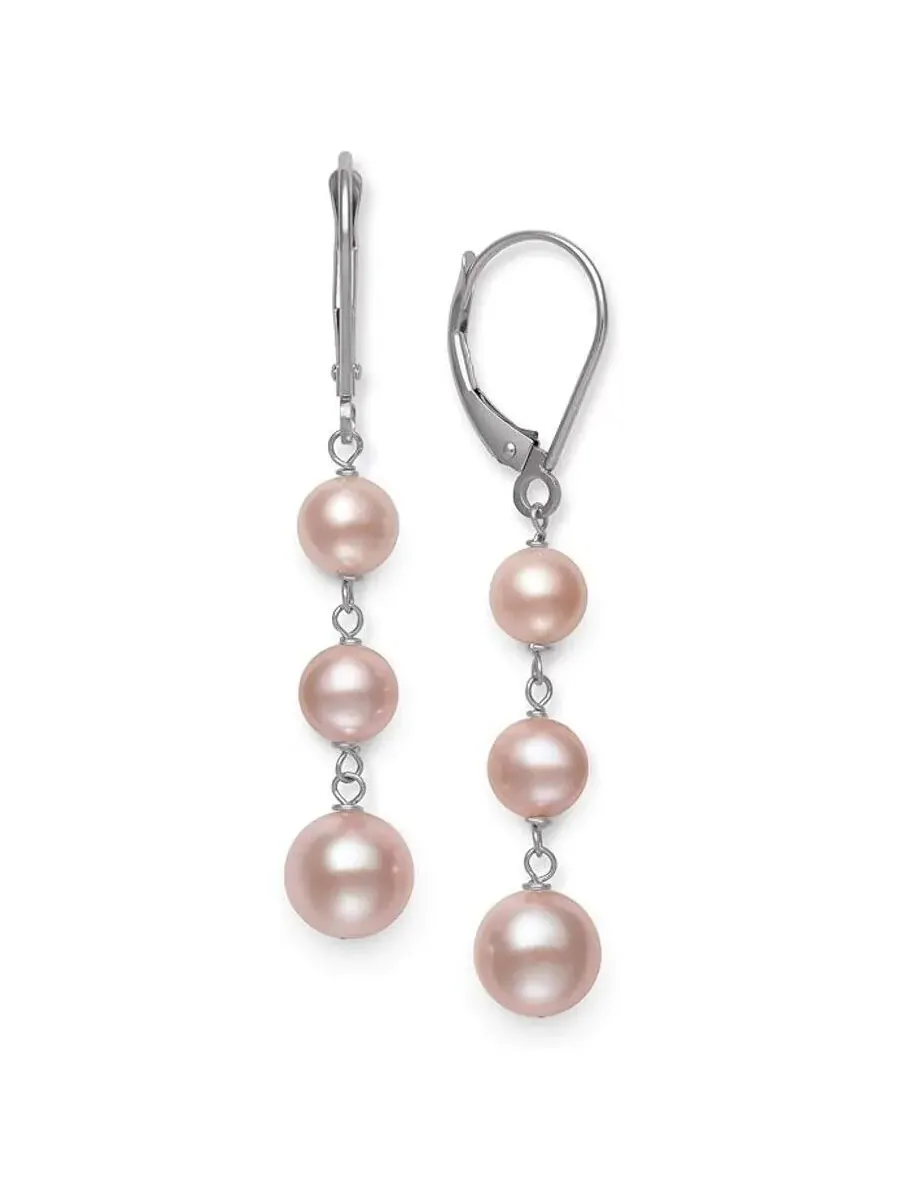 Серьги-подвески Belacqua Pink с культивированным пресноводным настоящим жемчугом из белого золота — изображение 1 из 3