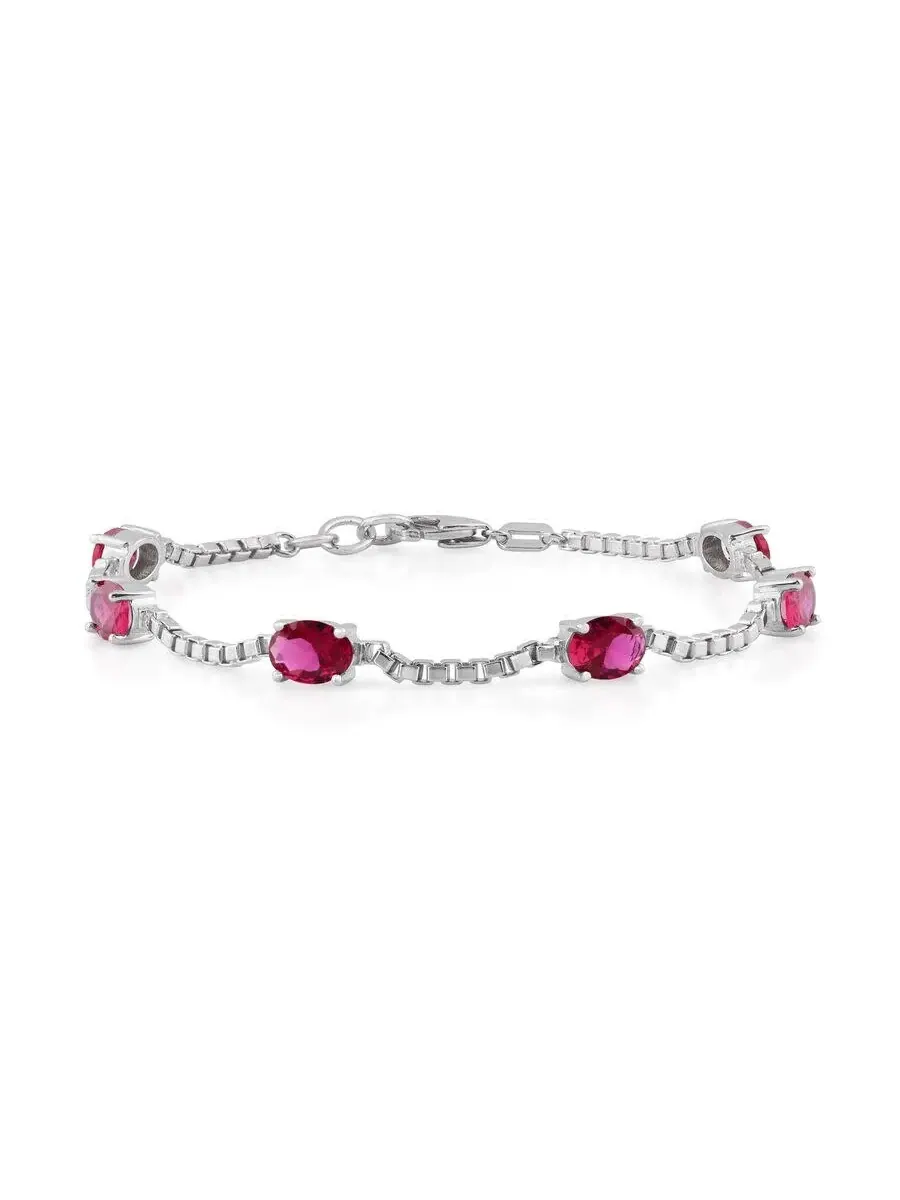 Браслет Belacqua Siam Ruby июля рождения из серебра 925 пробы, овальной огранки 5*7мм, длина — изображение 1 из 4