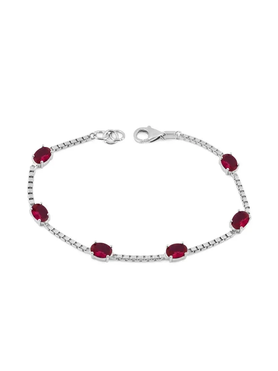 Браслет Belacqua Siam Ruby июля рождения из серебра 925 пробы, овальной огранки 5*7мм, длина — изображение 2 из 4
