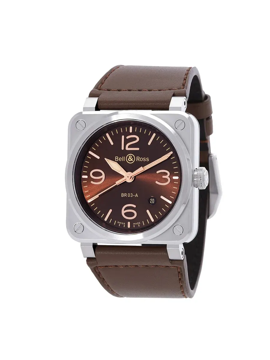 Мужские автоматические часы Bell and Ross BR 03 Golden Heritage с коричневым циферблатом — изображение 1 из 3
